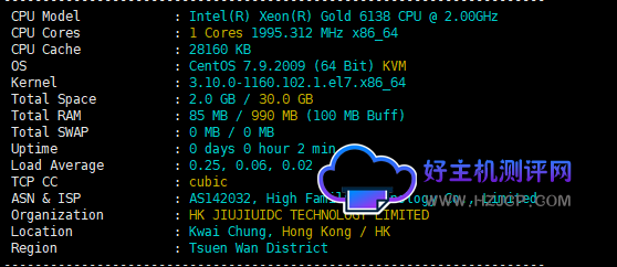 好主机测评:莱卡云香港BGP云服务器测评数据