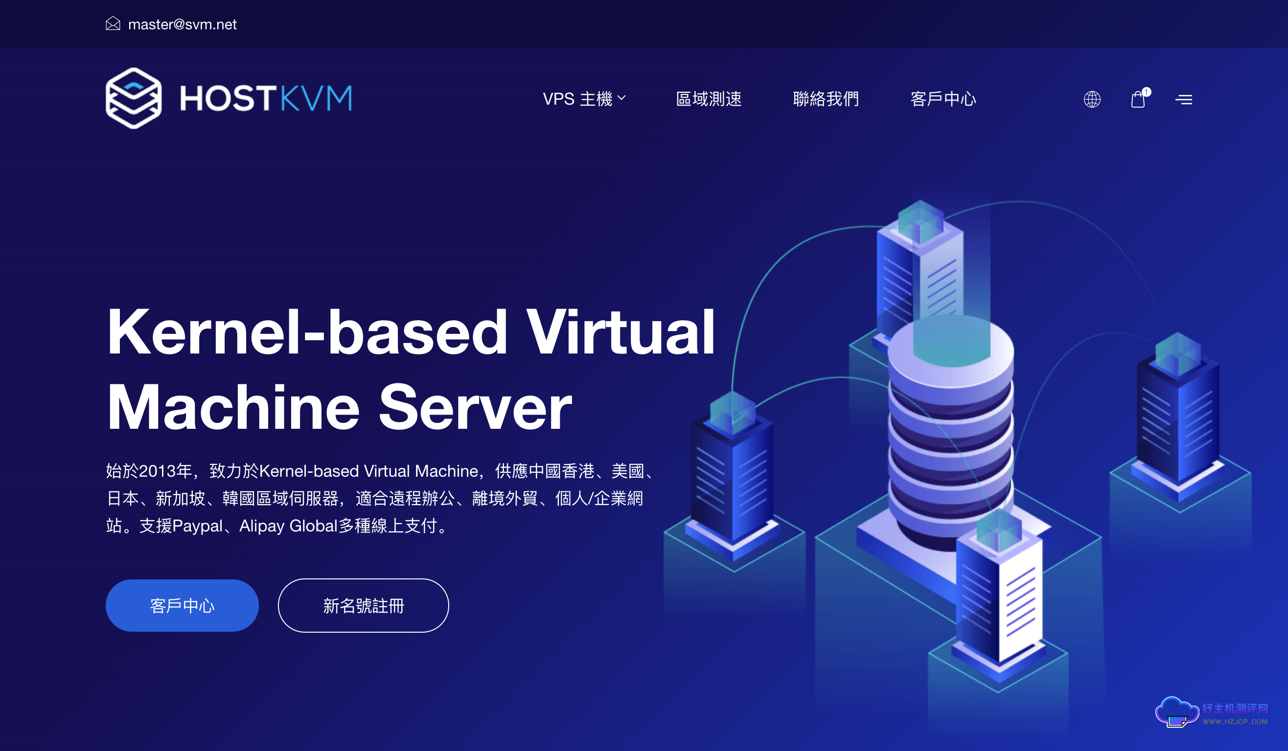 HostKVM:.5/月/1核/2G内存/40G SSD硬盘/500G流量/100M端口/KVM/德国/荷兰/AS9929